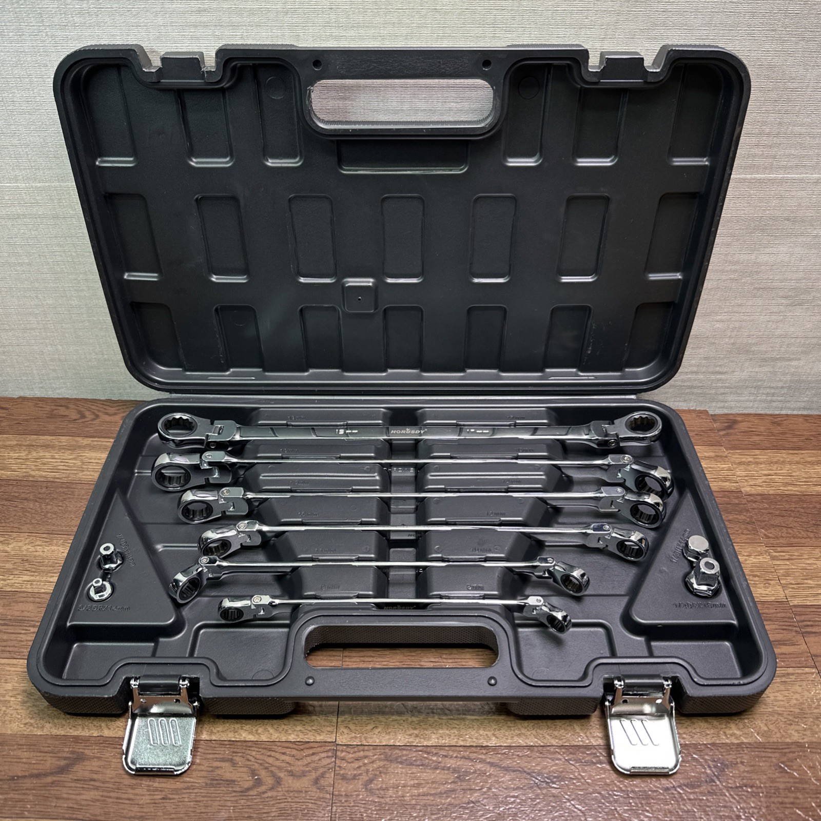 HORUSDY 6-Piece Large Wrench Set with Rolling Pouch Metric Chrome Vanadium Steel