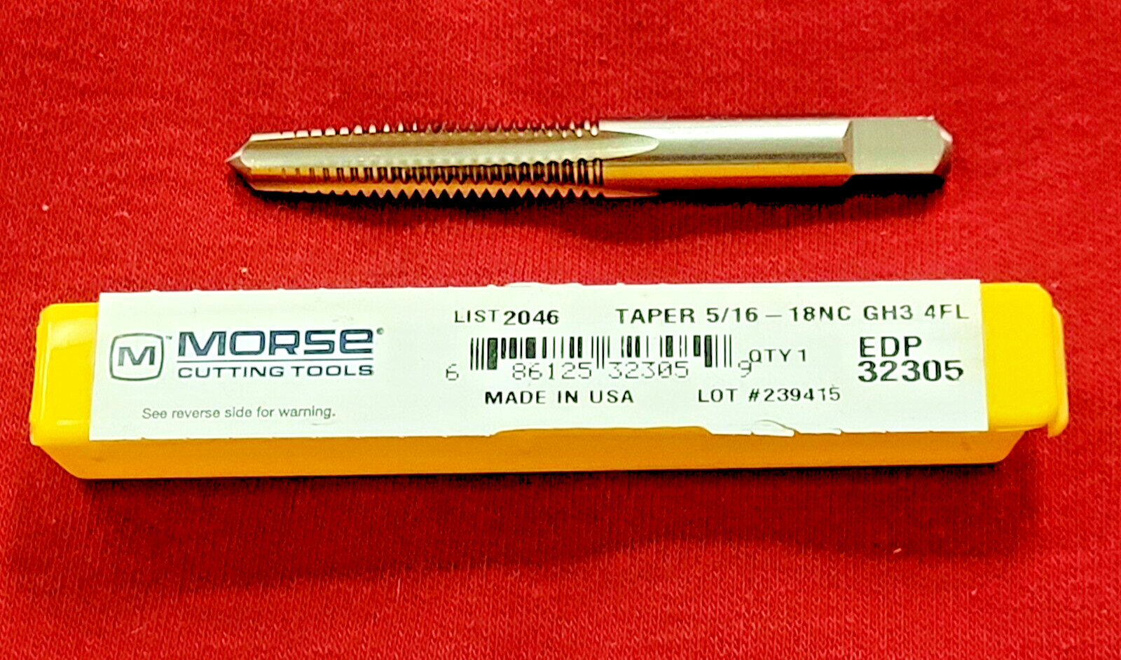 5/16-18 Taper Tap Morse MT3732305 HSS 4FL NC Starter Hand GH3 USA