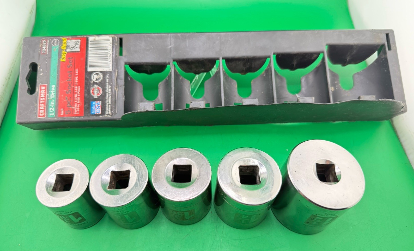 USA 34572 Craftsman Lg. 12pt 1/2” Drive 5 PC Socket Set Easy Read 1-1/16 1-1/2