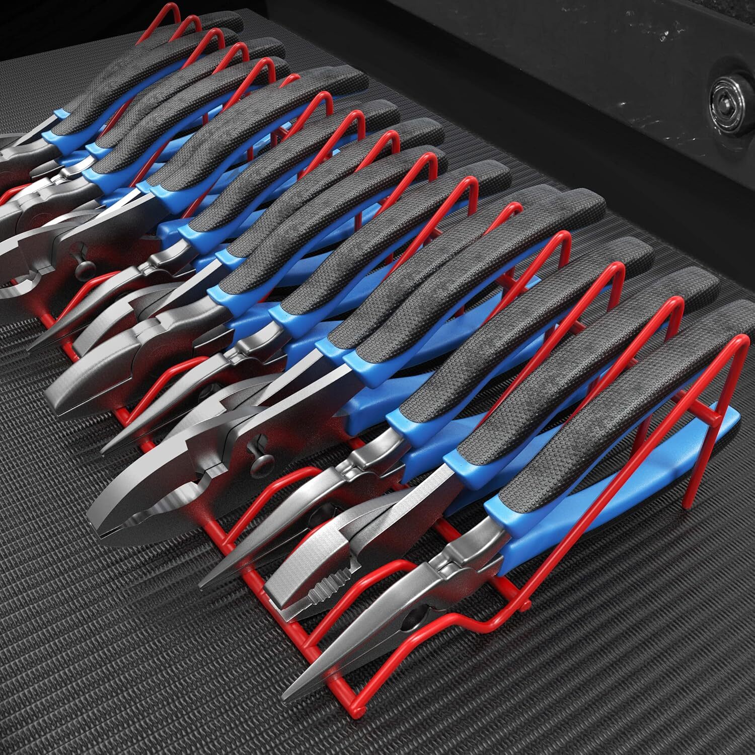 Olsa Tools Plier Organizer Rack Pliers for 2 Racks – 16 Slots Each, Red