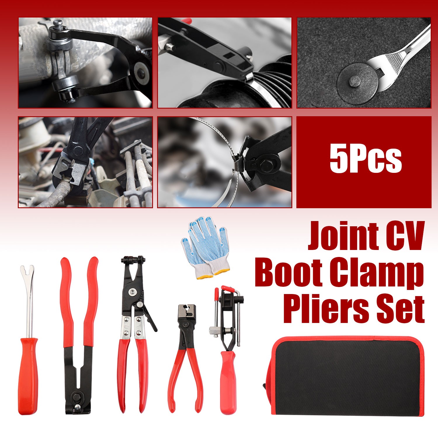 Fuel Line Pliers Set 5Pcs, Hose Remover, Clamp Tool, Auto Maintenance Kit