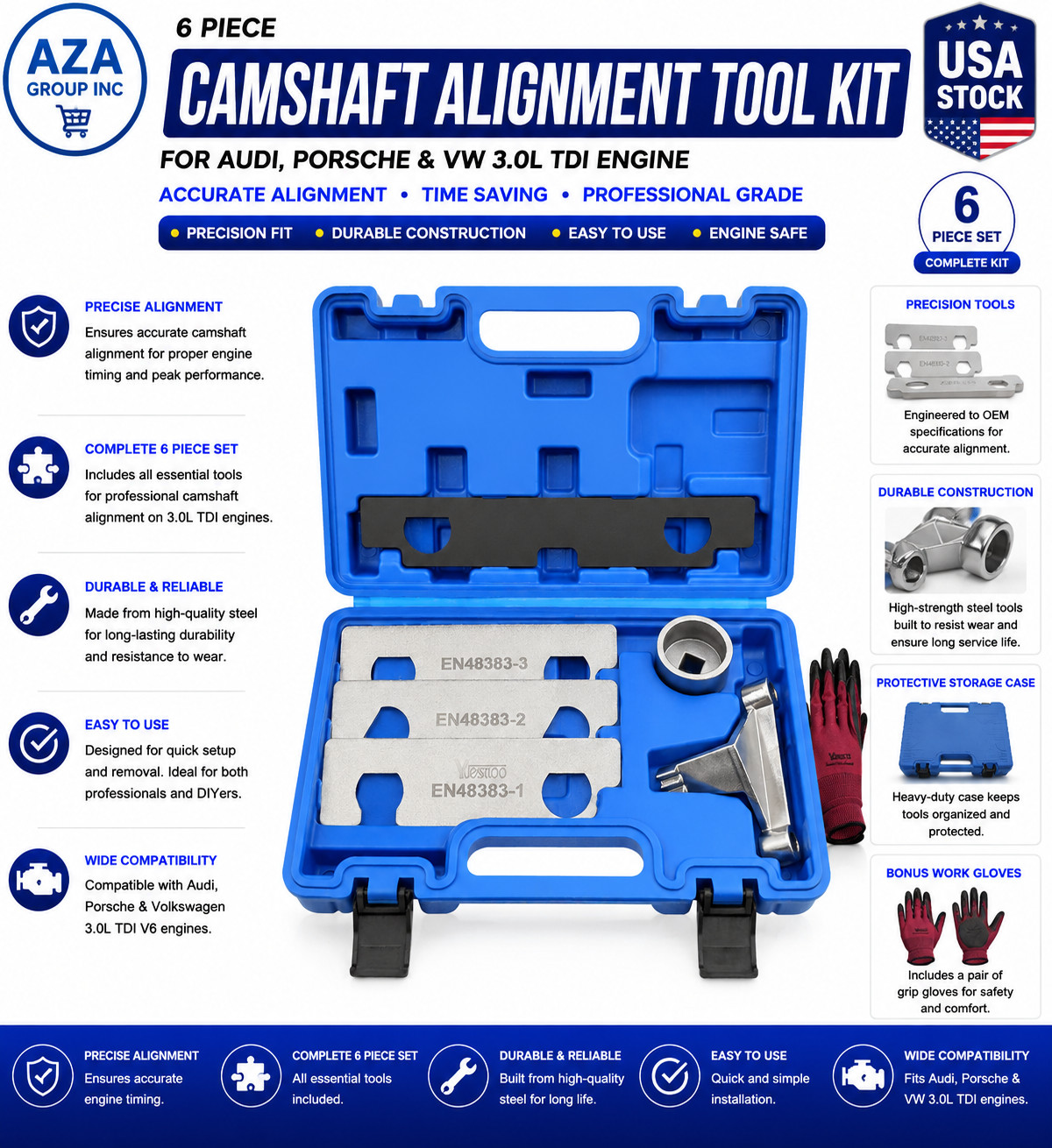 6Pcs Camshaft Retaining Tool Kit, For GM 2.8 2.9 3.0 3.2 3.5 3.6 3.7 4.2