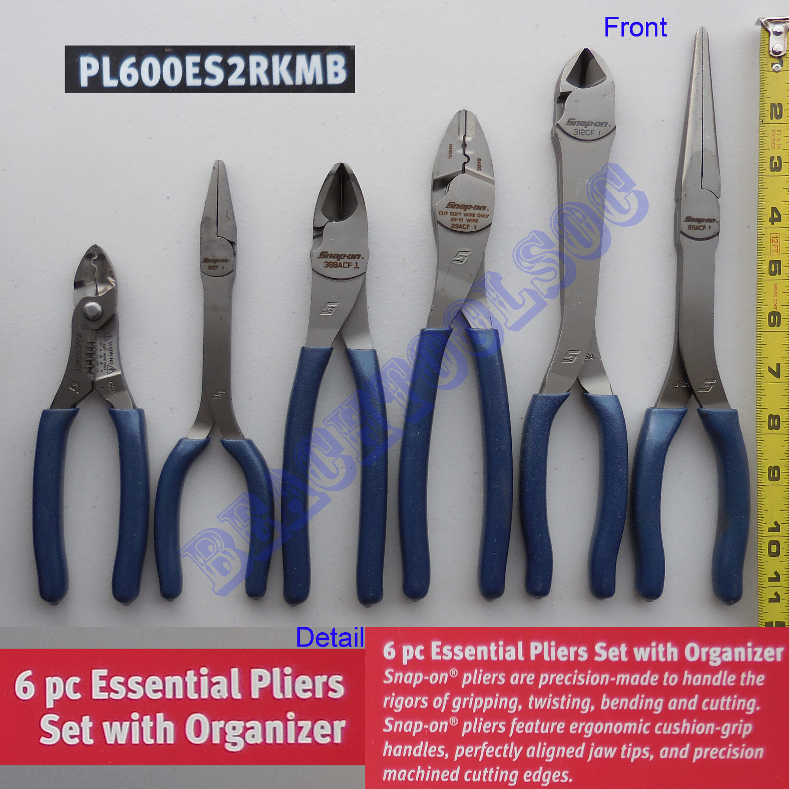 New Snap On Blue Essential Pliers 6 Pcs Set & Black Organizer – PL600ES2RKMB