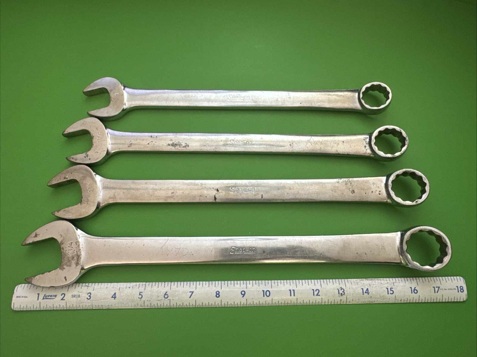Snap-On USA 4 Piece OEX Series SAE Sz 1″ to 1-1/4″ Combination Wrench Set READ
