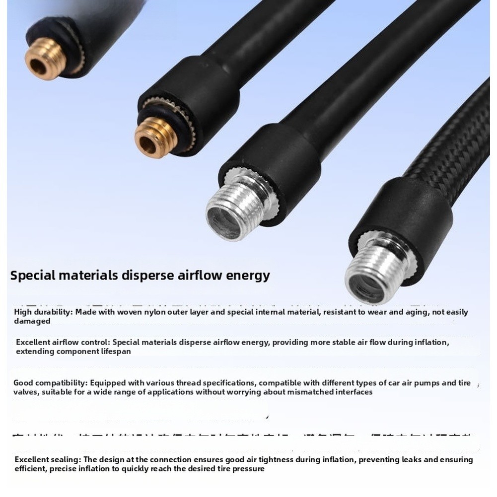 Portable Air Pump Hose with M6 M8 Thread Adapter for Car Tires and More