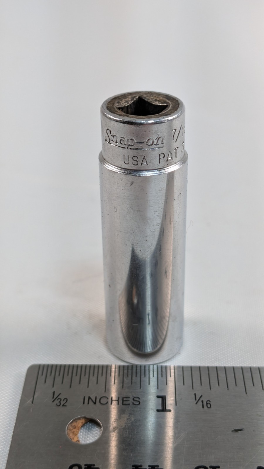 Snap On 1/4″ Drive 7/16″ 6PT SAE Deep Chrome Socket STM14