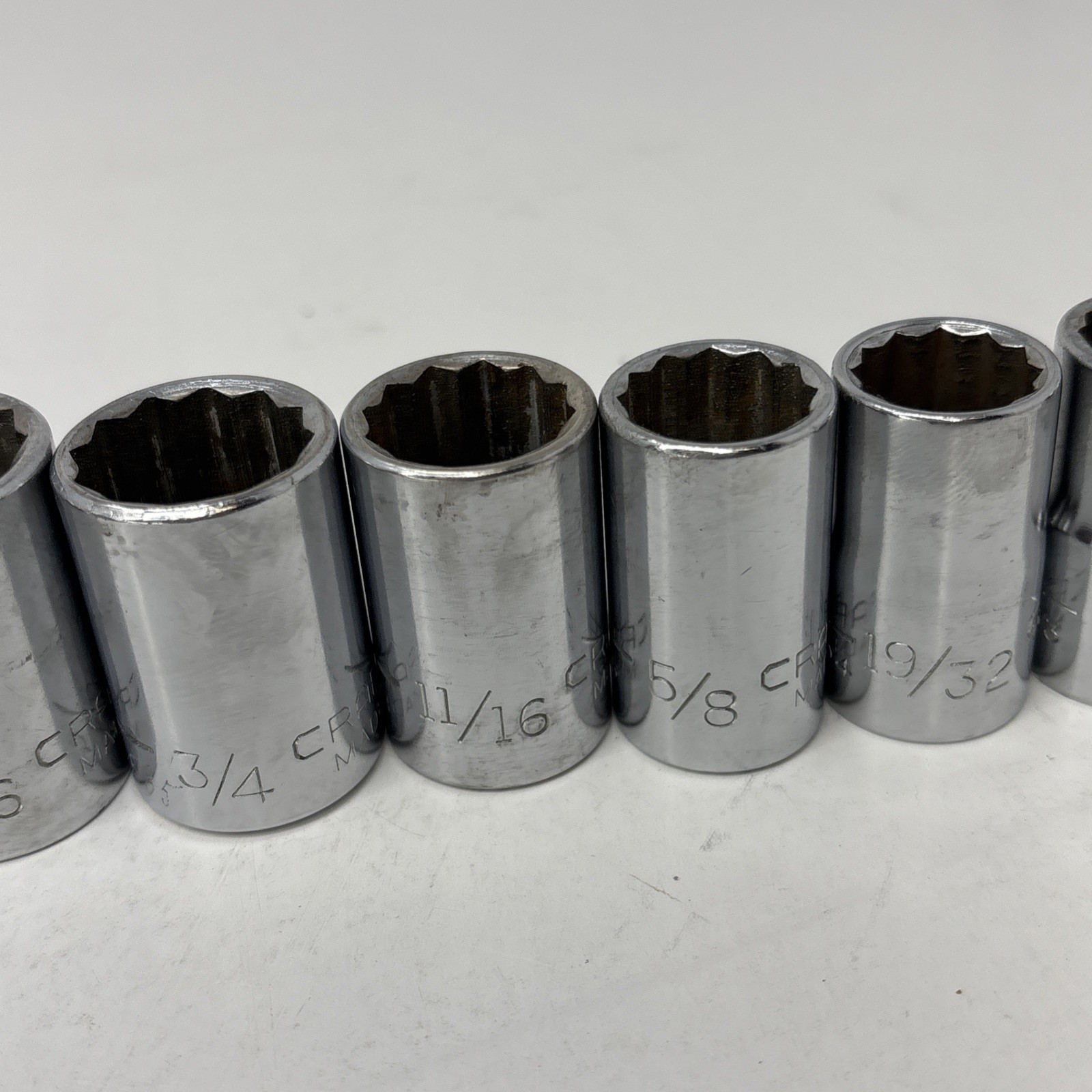 Craftsman Socket Set 1/2″ Dr 14Pc Shallow -V- & -VV- 7/16” to 1 1/4” W/Tray USA