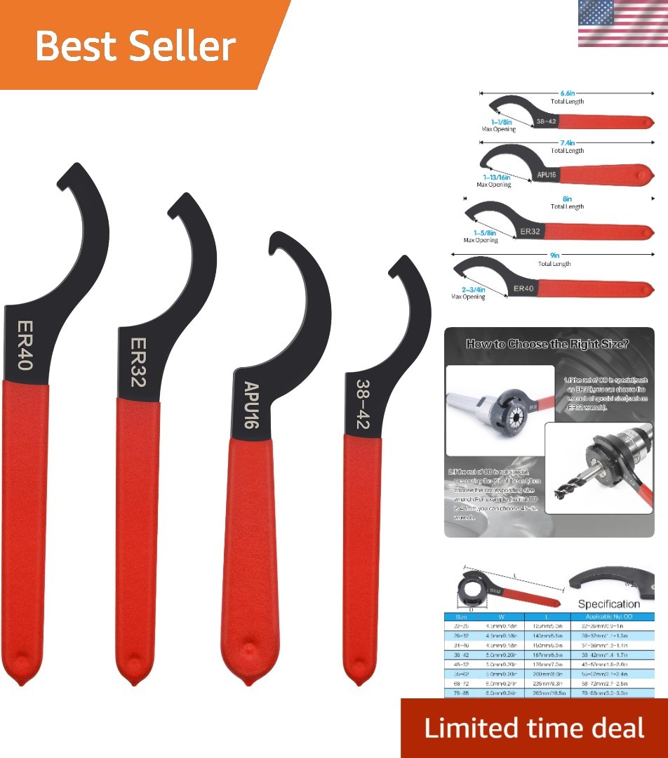 Durable 4-Piece Spanner Wrench Set for Car and Bicycle Repairs – Non-Slip Design