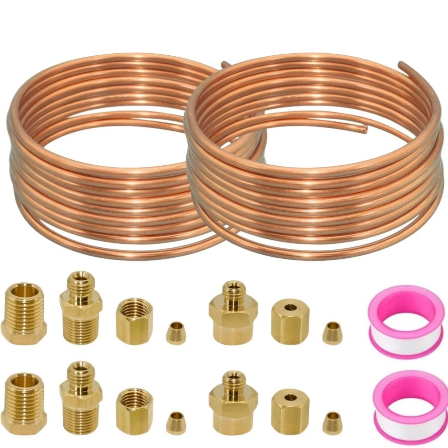 2X Mechanical Oil Pressure Gauge 72″ Inch Copper Line Tubing Install Kit