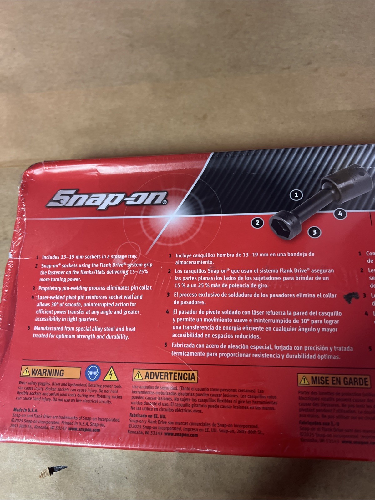 Snap-On 307RIPLMS Long Reach Metric Low Pro swivel Impact Socket Set Metric