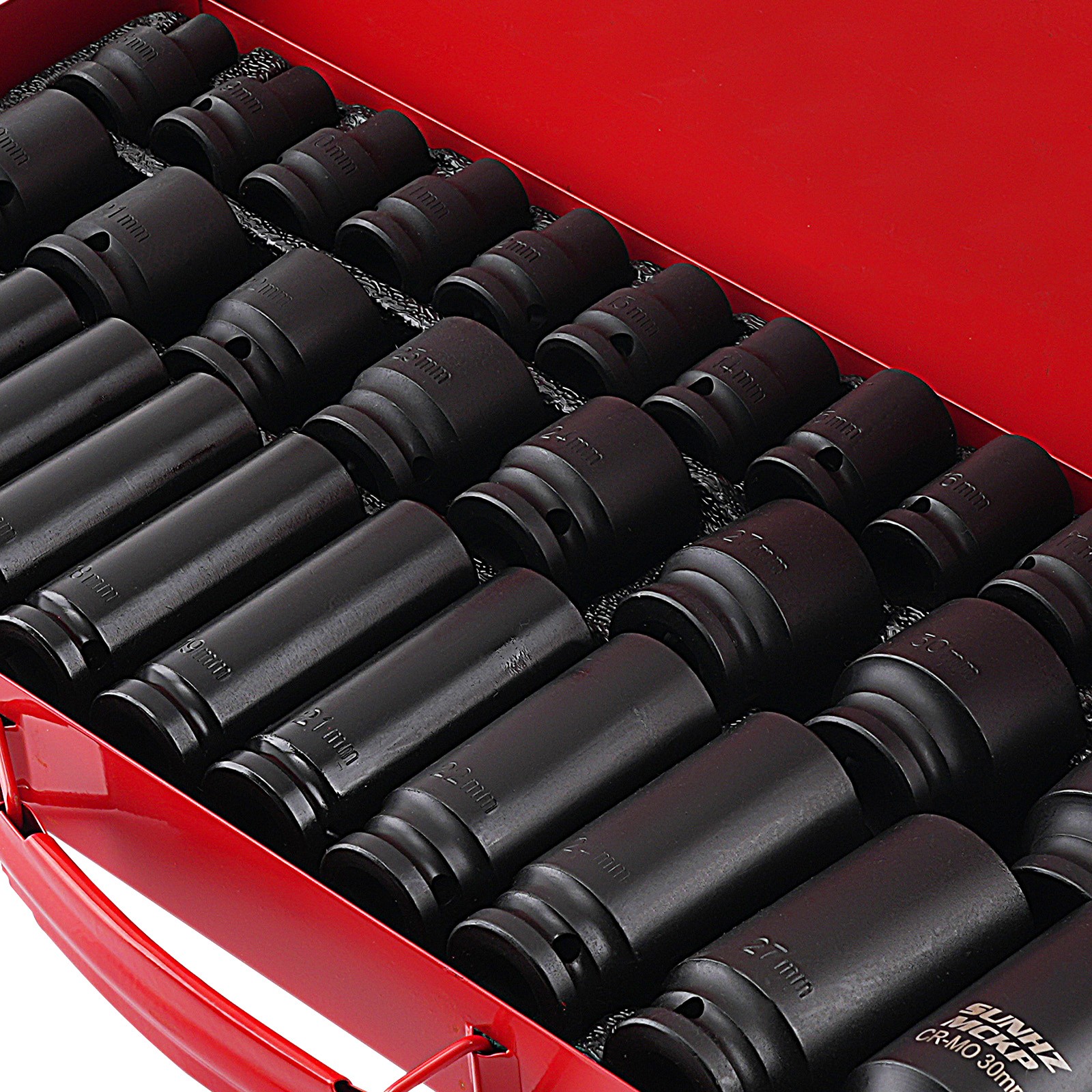 35PCS 1/2″ Deep Impact Socket Set Drive 6 Point Metric Garage Tool 8 – 32mm