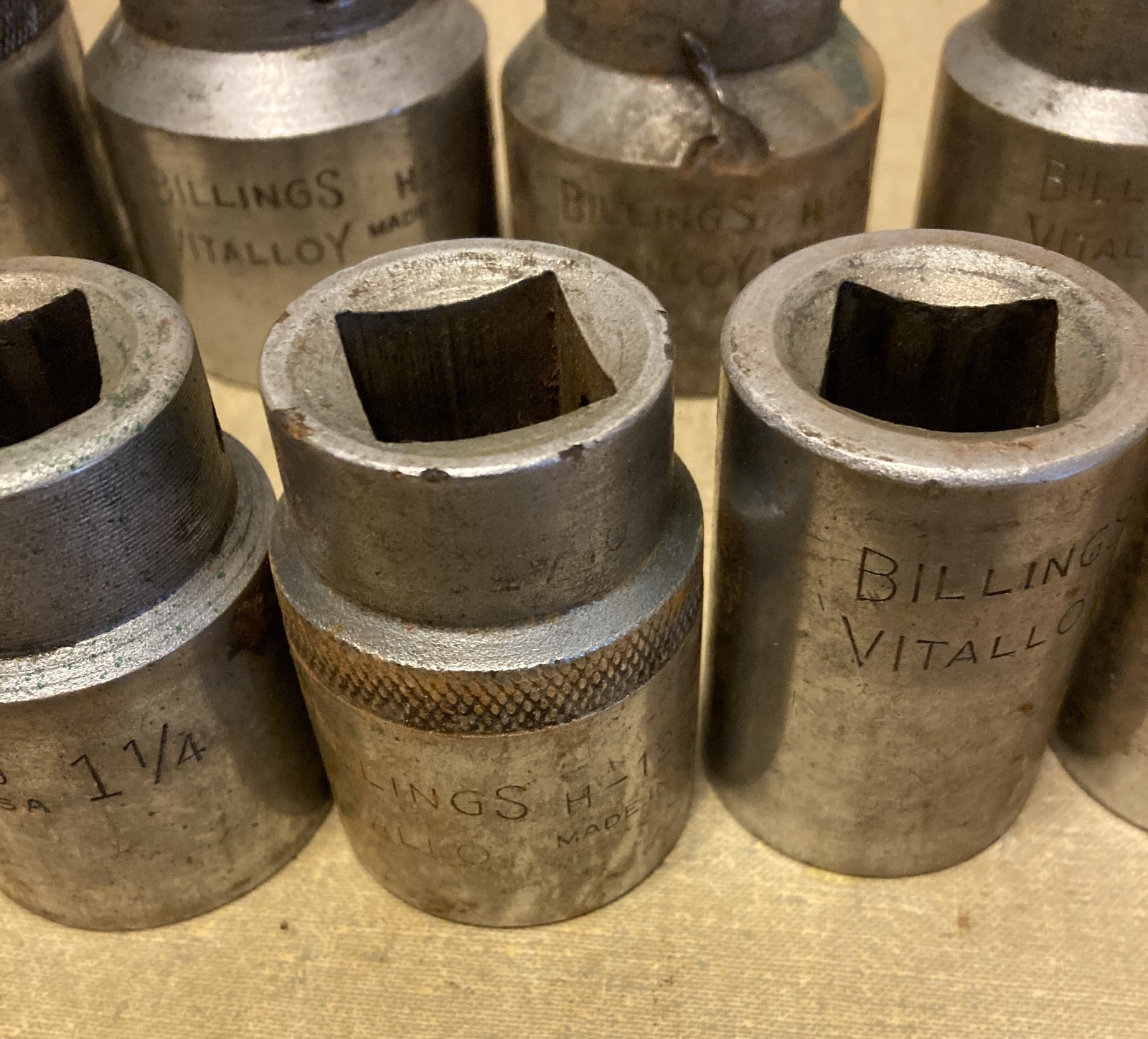 Vintage Billings Vitalloy 3/4″ Drive 10 Piece Socket Set w/Extension