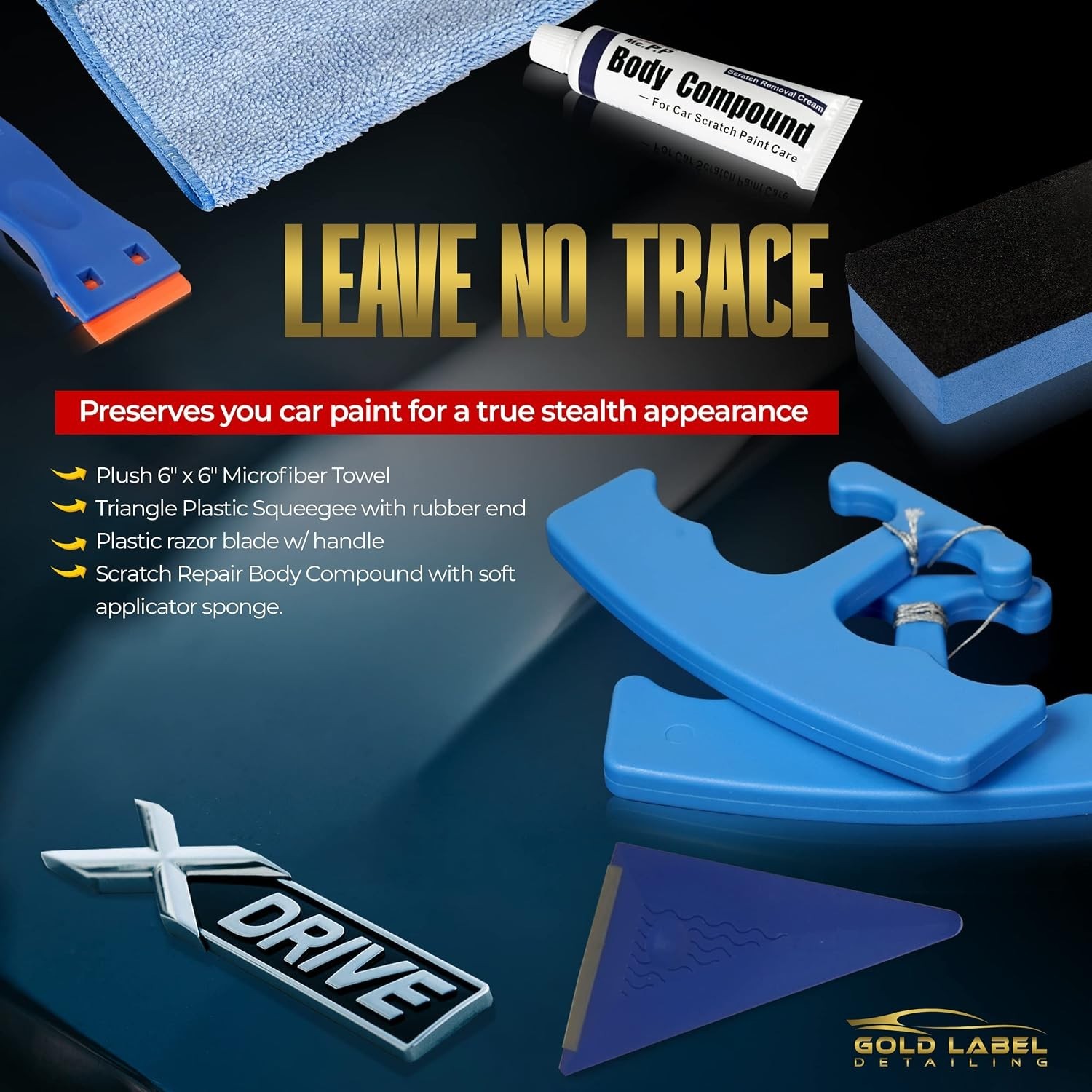 Car Wrapping Essential: Logo Remover Kit with Soft Applicator & Repair Sponge