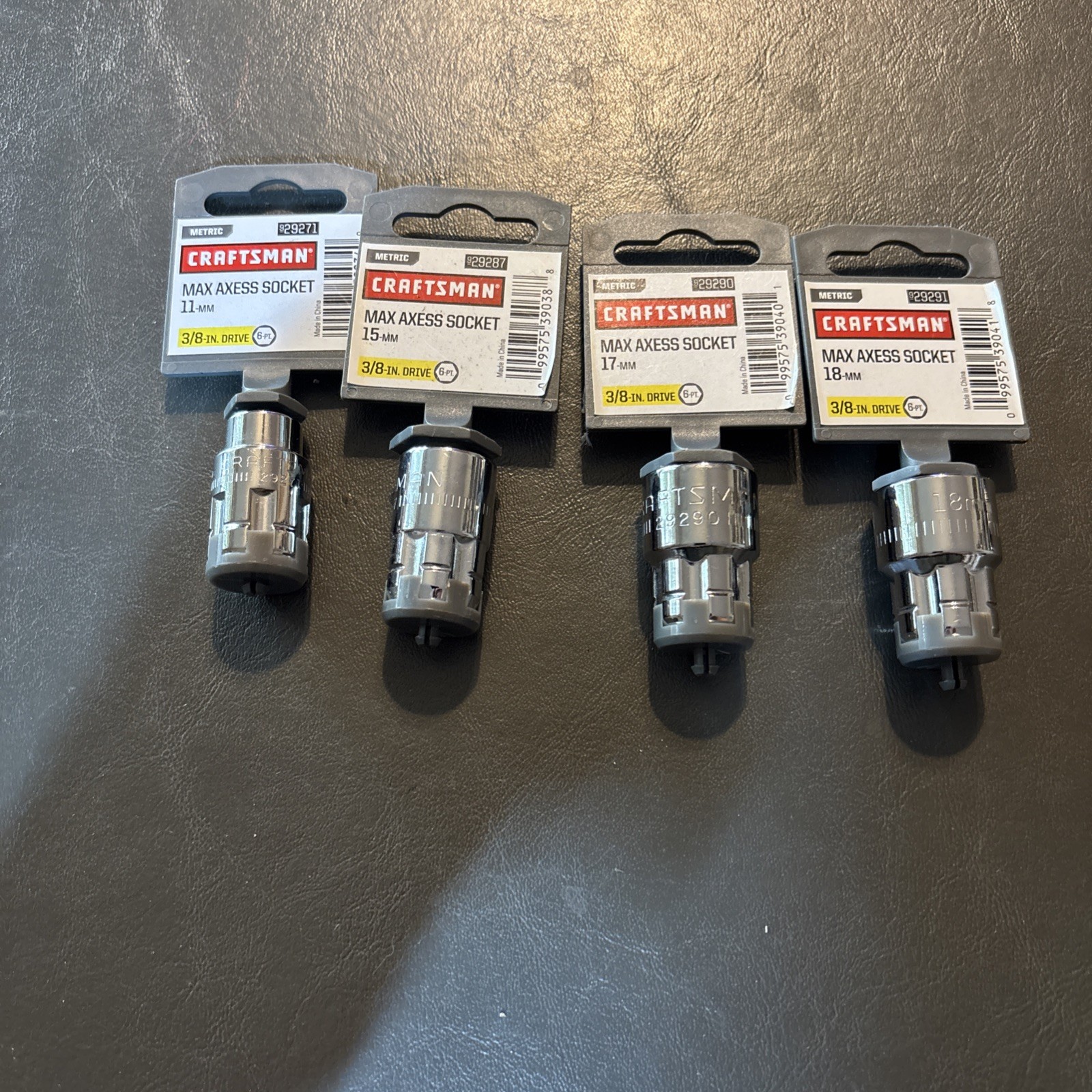 CRAFTSMAN Max Axess 4-Metric Sockets 3/8” Drive. 11mm,15mm,17mm,18mm