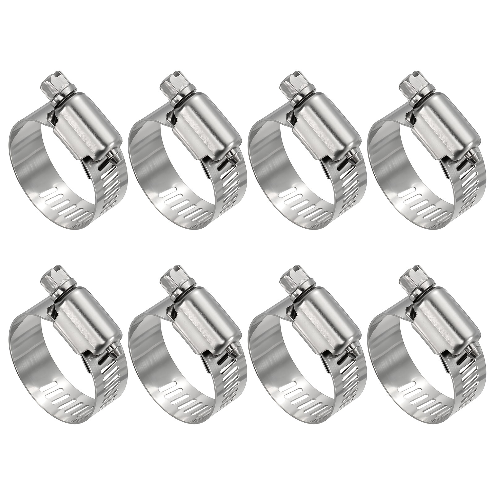 8 Pack Stainless Metal Hose Clamps, Large Adjustable from 1.3″ – 2.2″