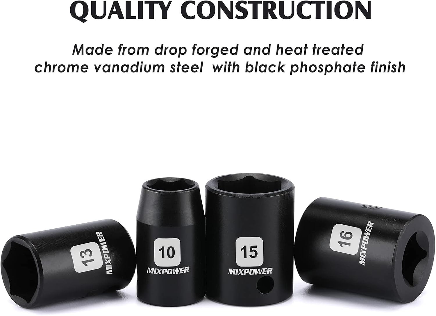 High-Torque 6pt Shallow Impact Socket Set, 13pc
