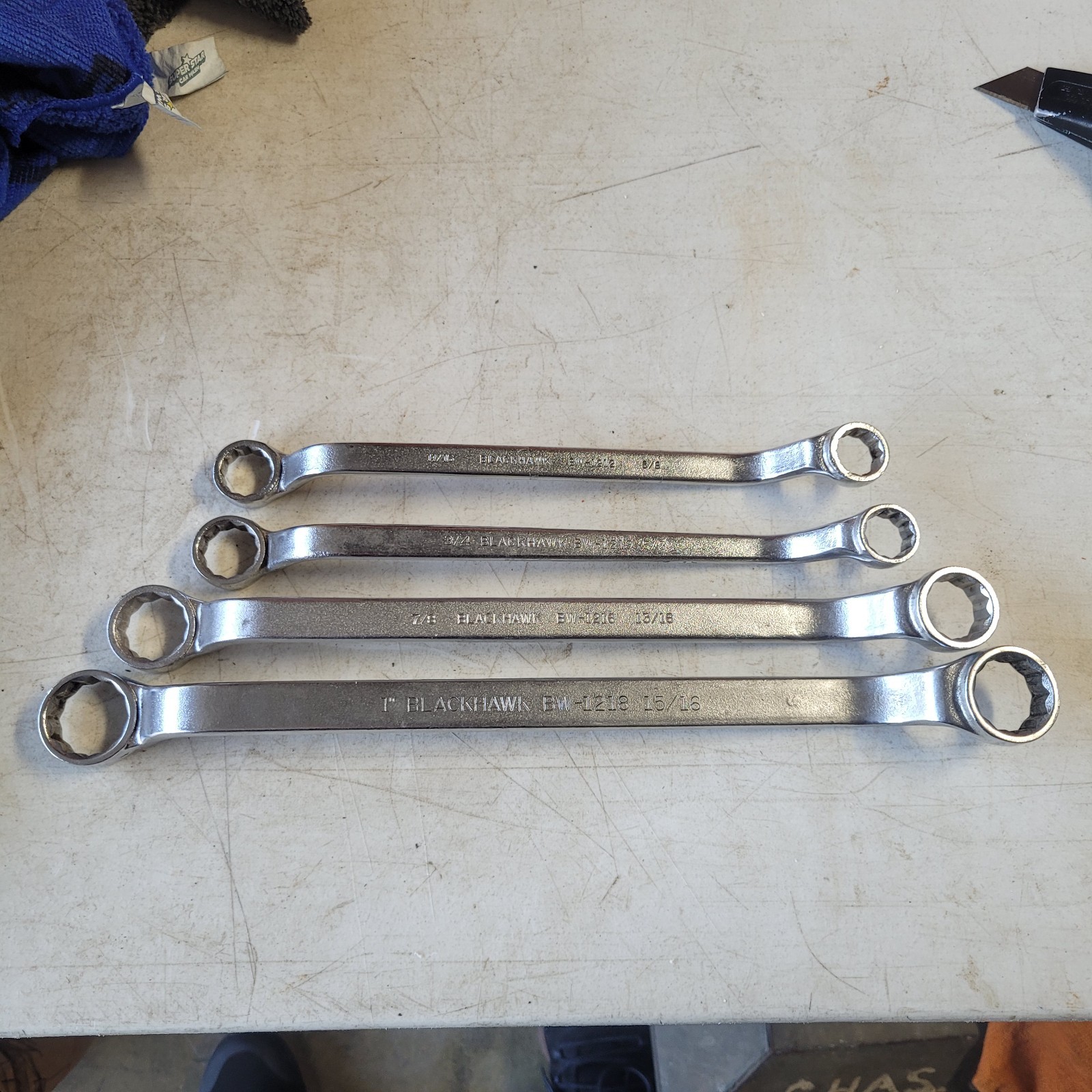 Blackhawk Double Box Wrench Set 4 Pc SAE USA BW-1212 1213 1216 1218 11/16″ to 1″