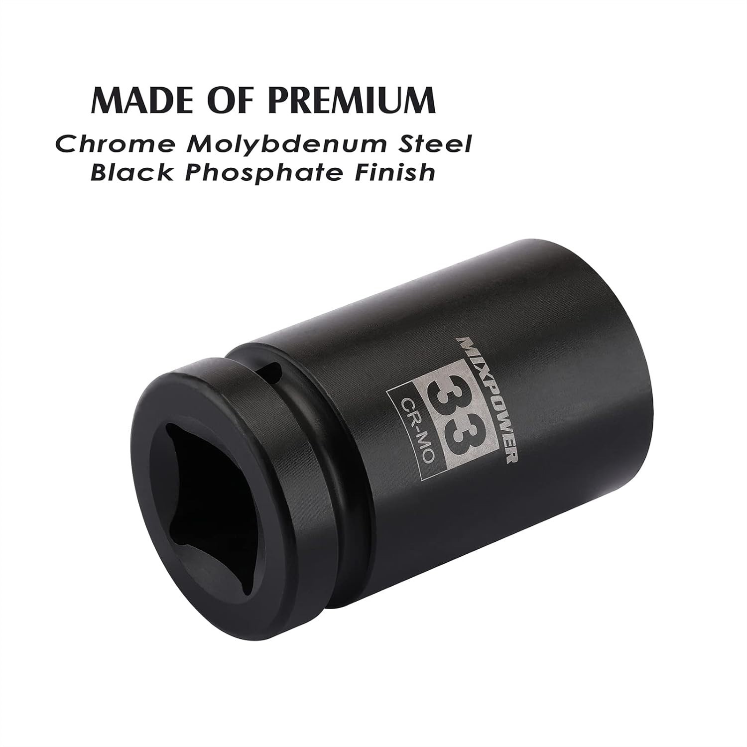 2 Pieces 1 Inch Drive Deep Impact Socket, CR-MO, 33mm (2 Pieces)