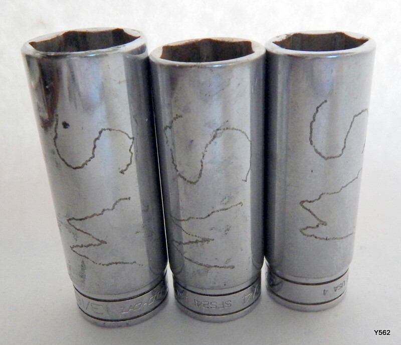 3 Snap-On Chrome 3/8″ Flank Drive 6 Point Sockets SFS261 SFS241 SFS221