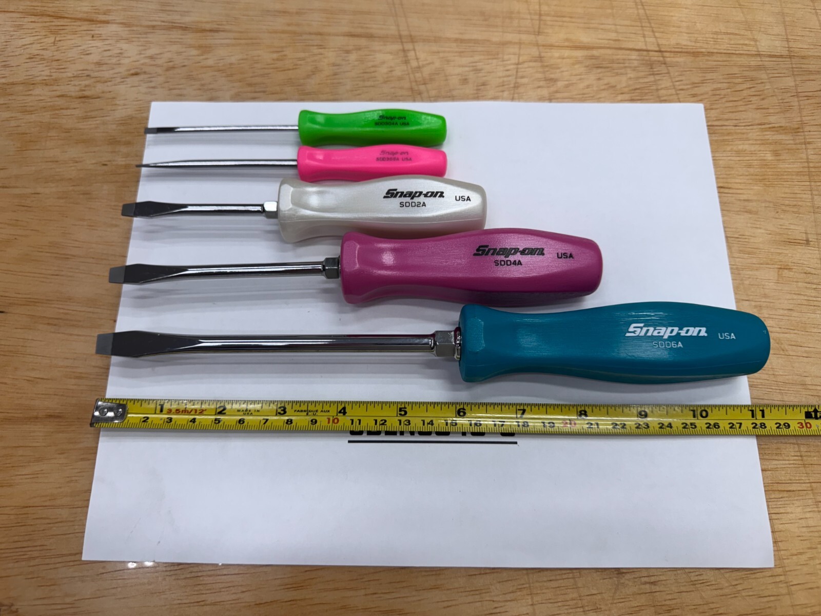 Snap-on Tools NEW 5pc MULTI-COLOR Hard Handle FLAT HEAD Screwdriver Set SDDS50MC