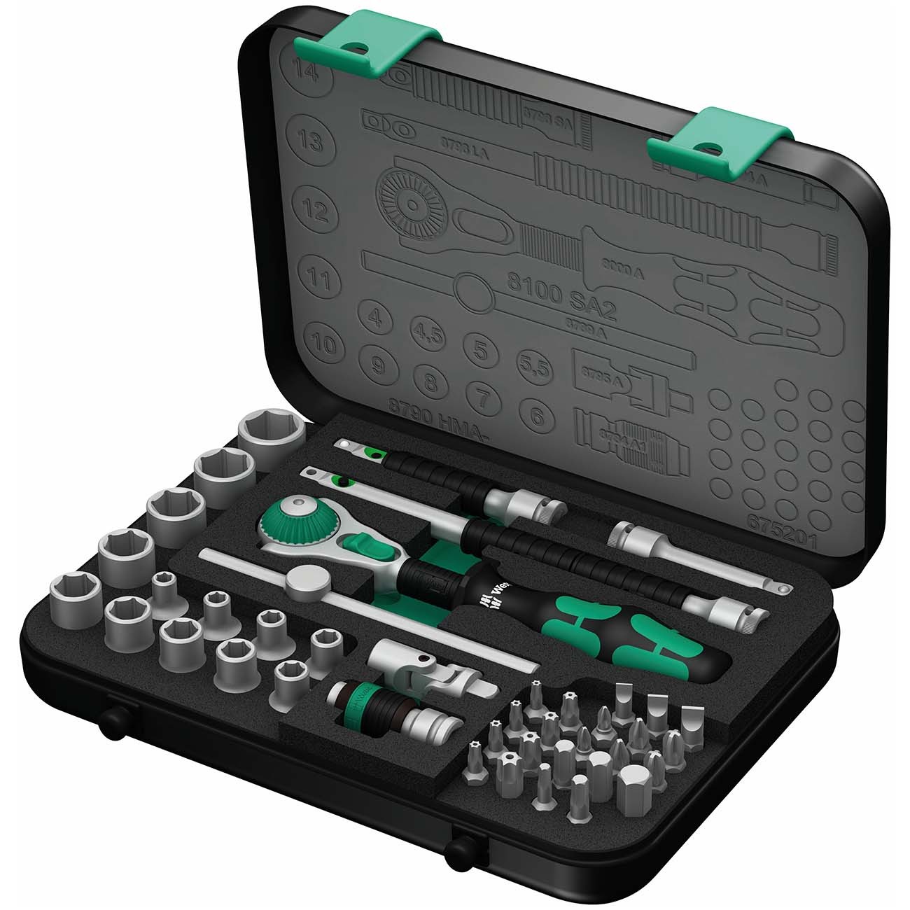 Wera 05003533001 Metric 1/4″ Drive Zyklop Speed Ratchet Set 42-Pieces