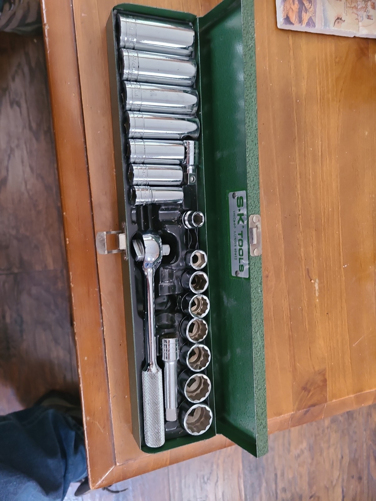 Vintage S-K Tools 3/8″ Drive Socket Set 18 pieces and Box SAE Deep and Shallow