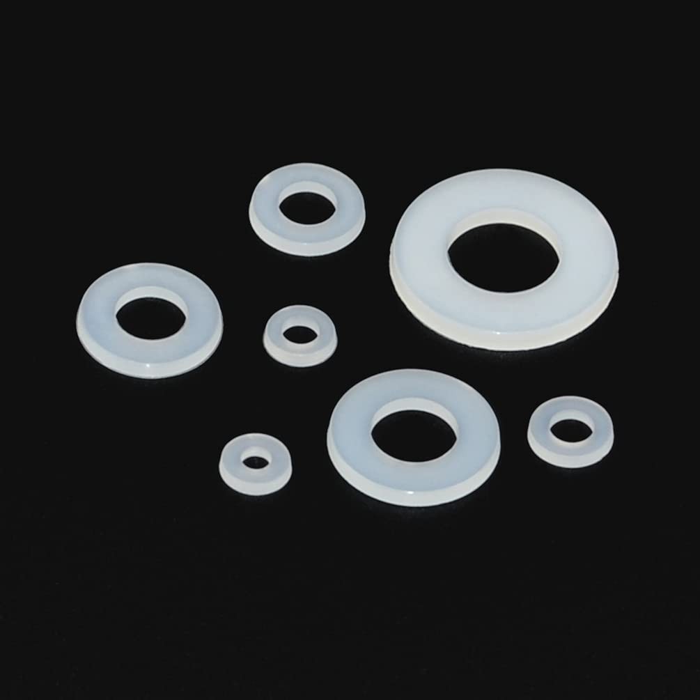 600 PCS M2-M8 Nylon Flat Washers,White Washers,Plastic 2-8 millimeters, White