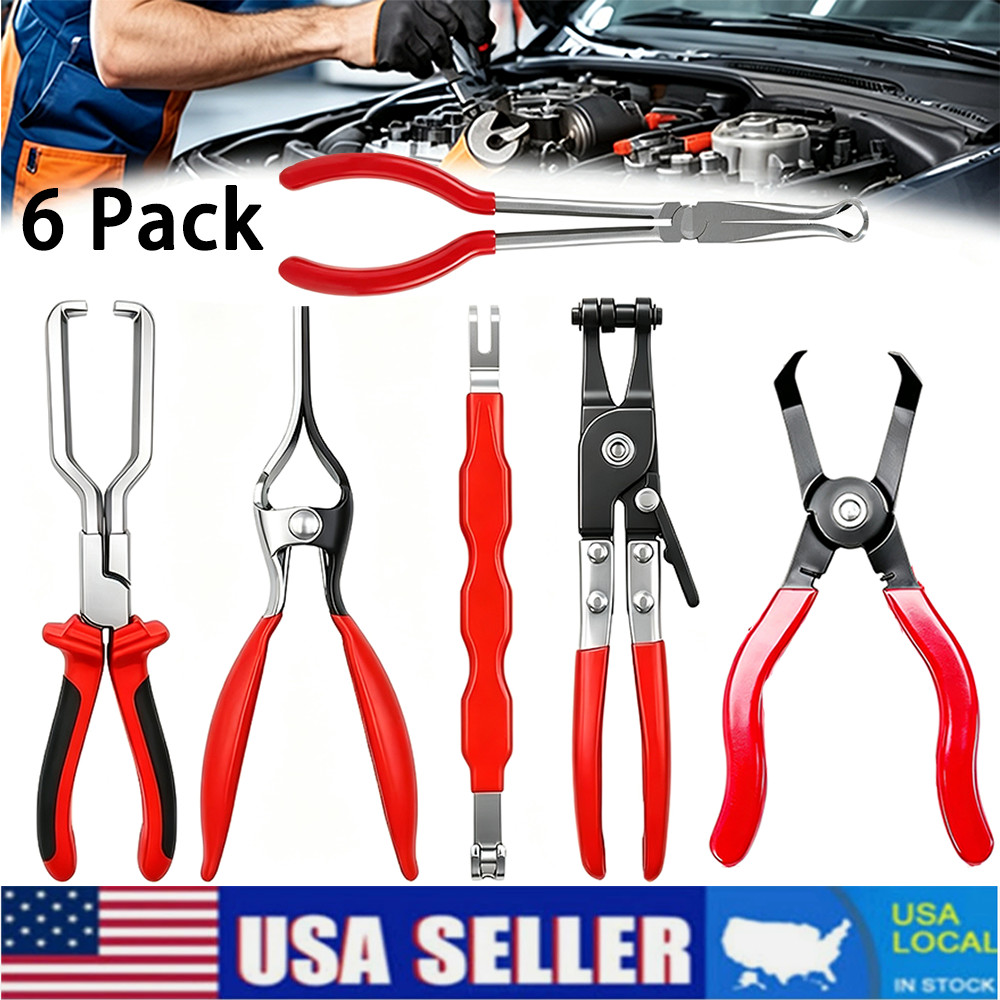 6Pcs Automotive Electrical Disconnect Pliers Set Sensor & Fuel Line Removal Tool