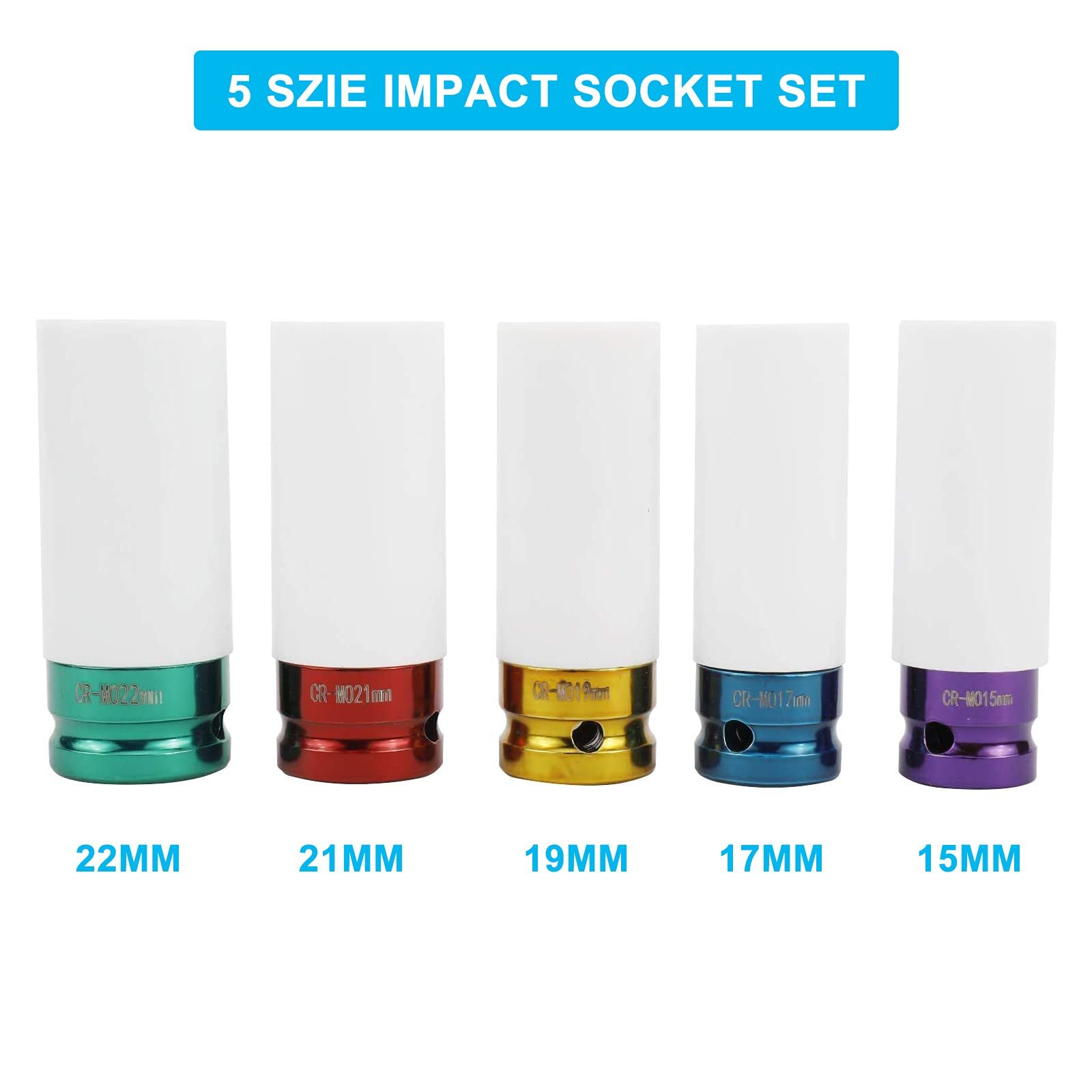 Lug Nut Socket Impact Socket Set Thin Wall Socket Wheel Protector Set 1/2″ 5pcs