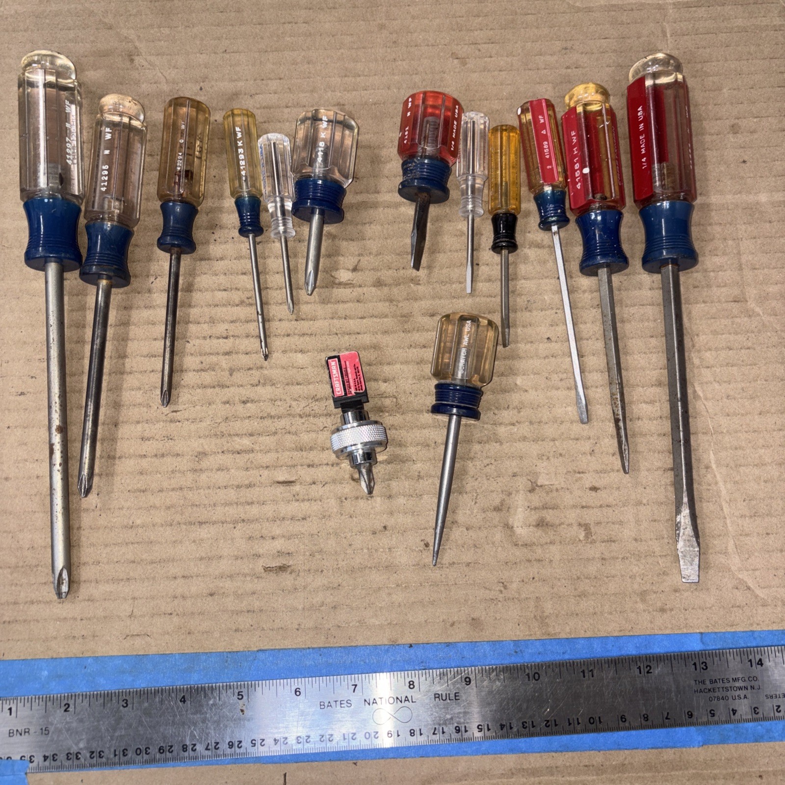 Vintage Craftsman 14 Piece Philips, Flat-Head, Scratch Awl, Finger Bit Drive