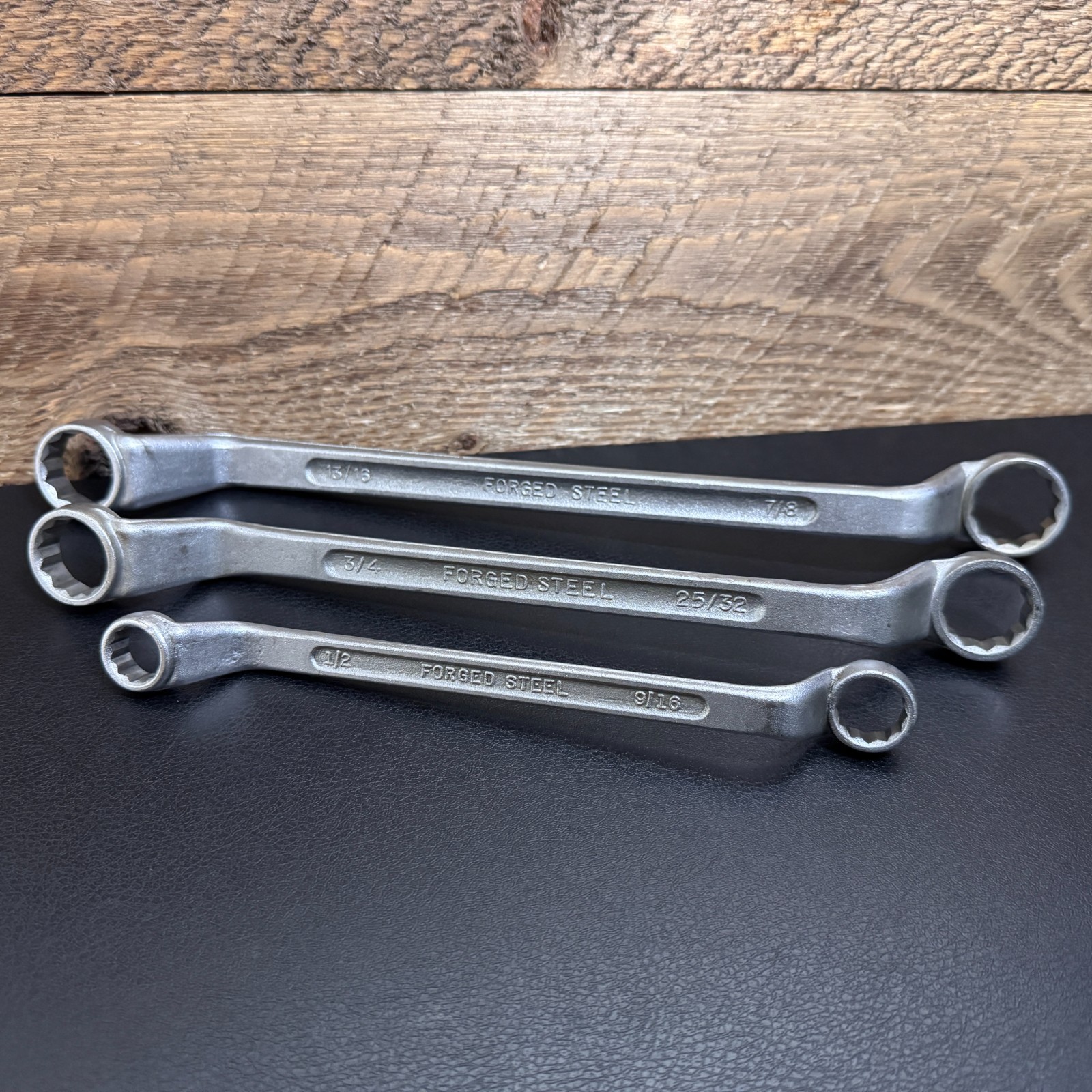 Vintage TRU-FIT 12PT Offset Box End Wrench Set 3-pc Forged Steel 1/2″ – 7/8″ USA