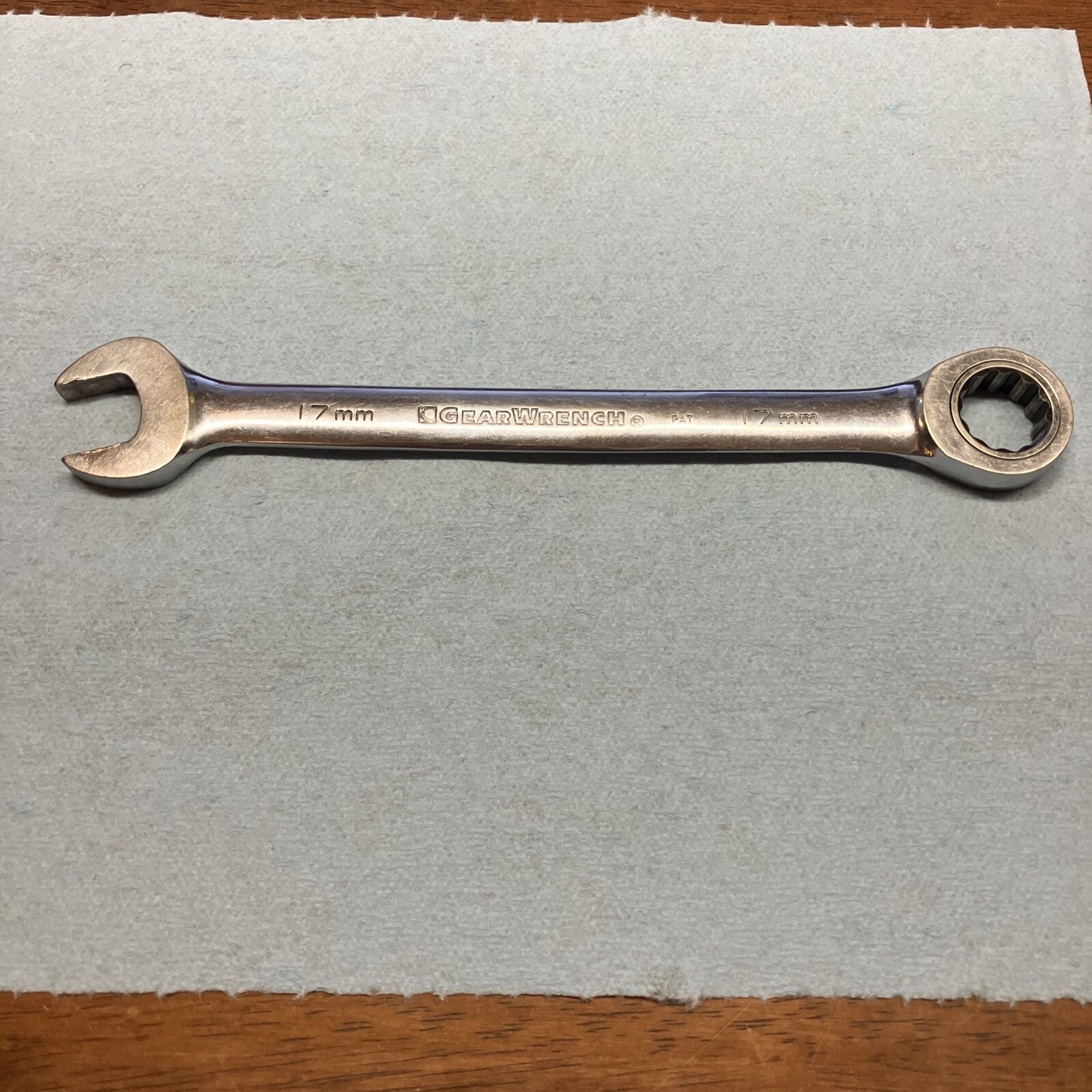 Used GearWrench 17mm 85517 Non-reversible Ratcheting Combination Wrench