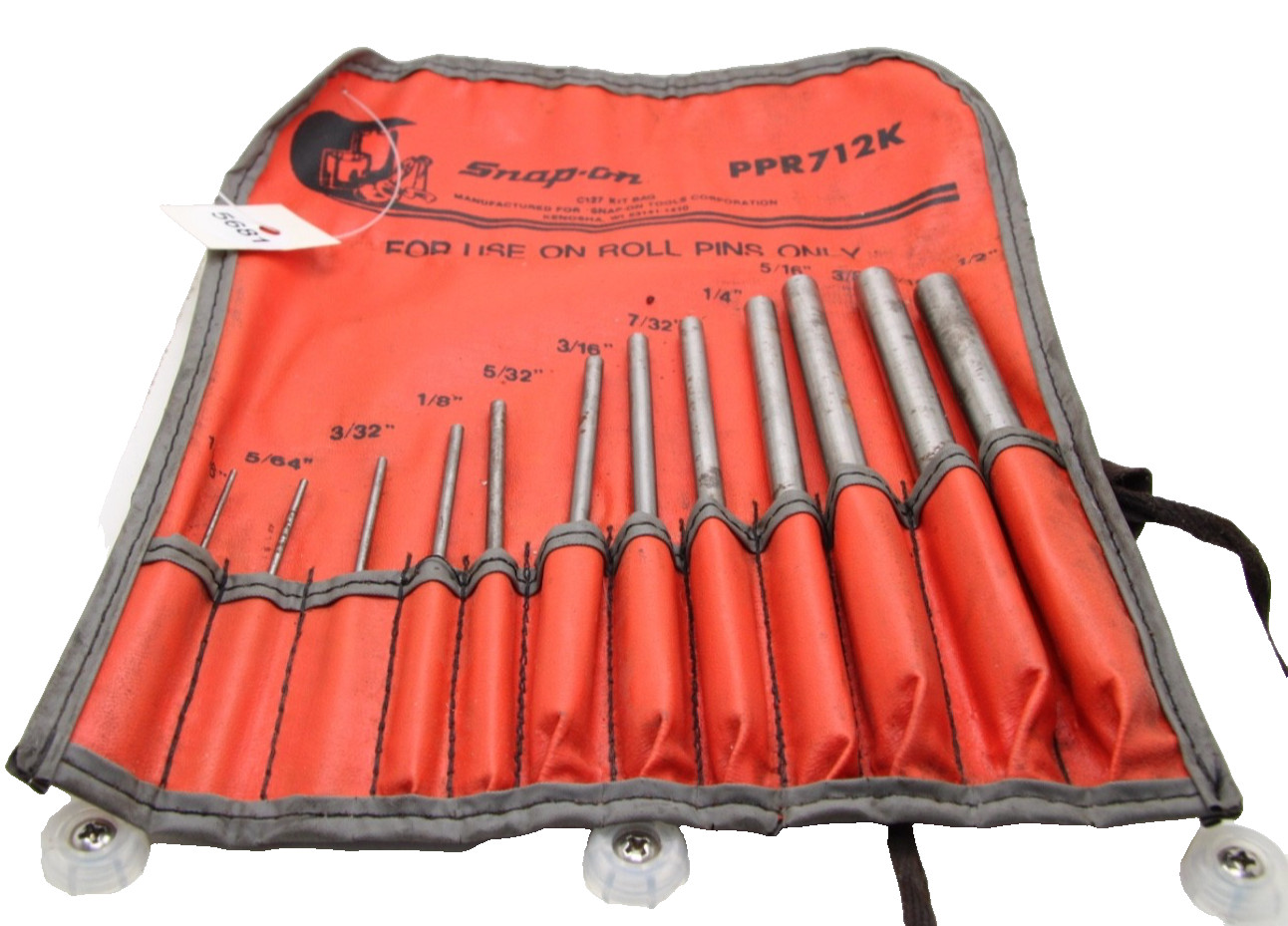 Snap-On PPR712K 1/16″ – 1/2″ 12 Piece Roll Pin Punch Set COMPLETE