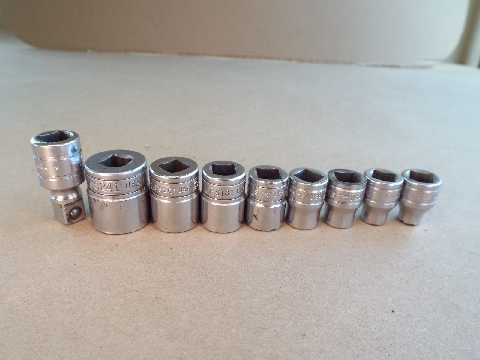 VTG Snap-on 8 Pc Socket & 1 Ext Lot 3/8 Dr 6 Point USA Made (Please Read)