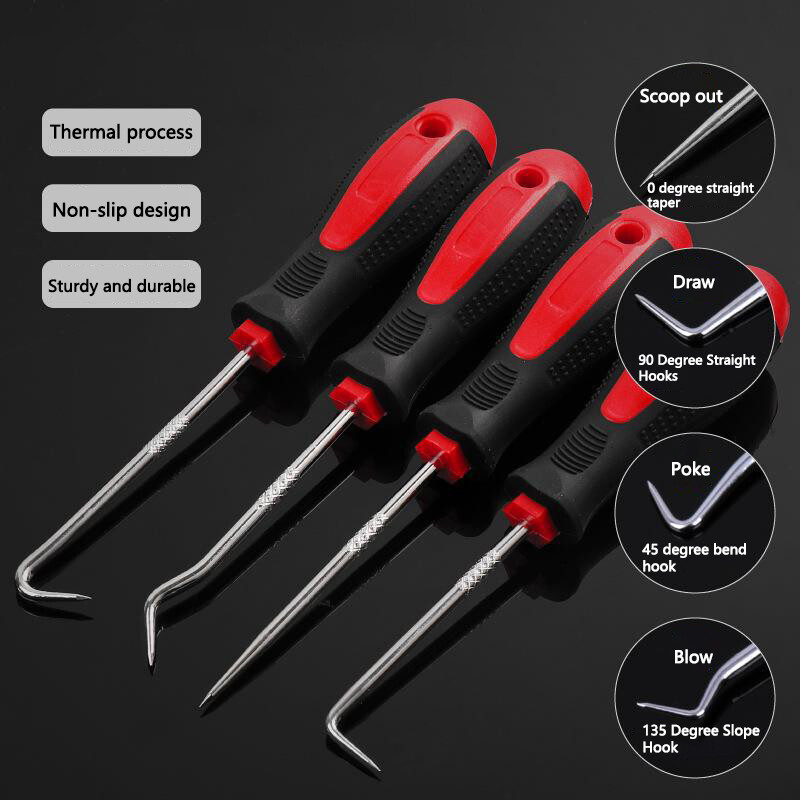 4-Piece Precision Scraper Hook and Pick Set Automotive and Electronic Hand Tools