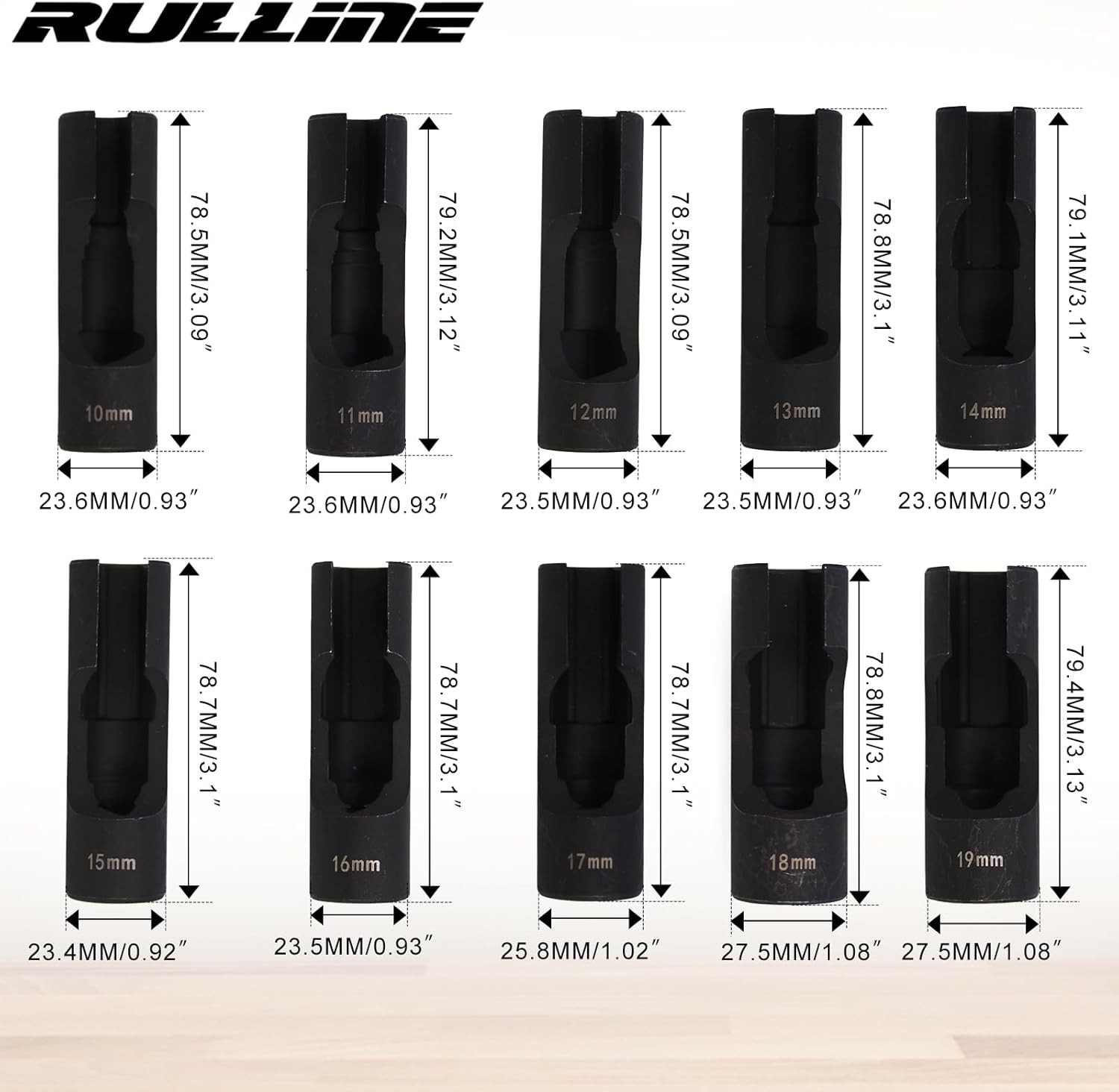 RULLINE 10pcs Upgraded Steel Flare Nut Socket Set for Automotive and
