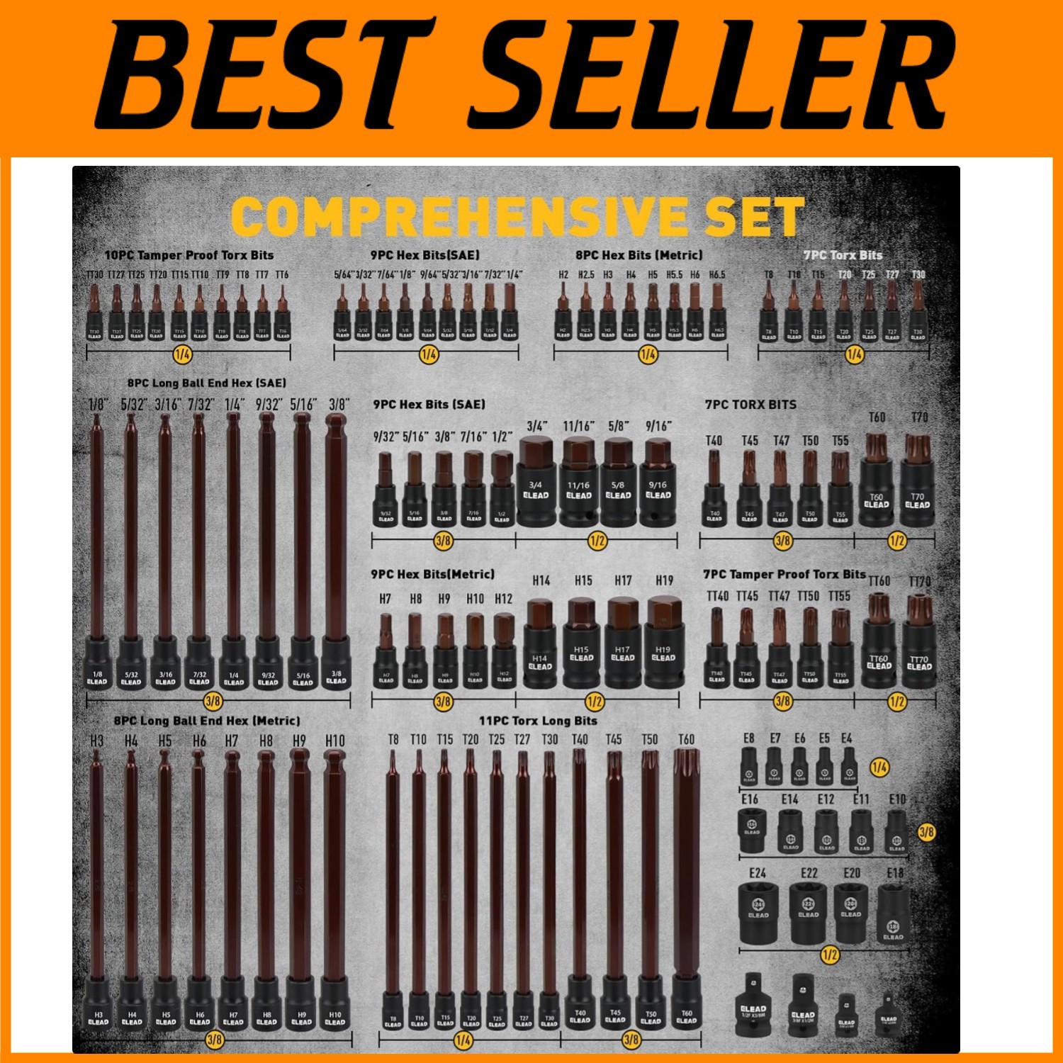 112-Piece Torx & Allen Bit Socket Set, SAE & Metric