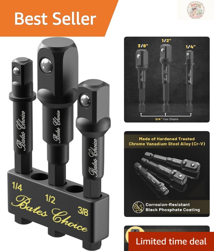 Durable Bates 3-Piece Impact Adapter Set – 1/4″, 3/8″, 1/2″ Sizes Included