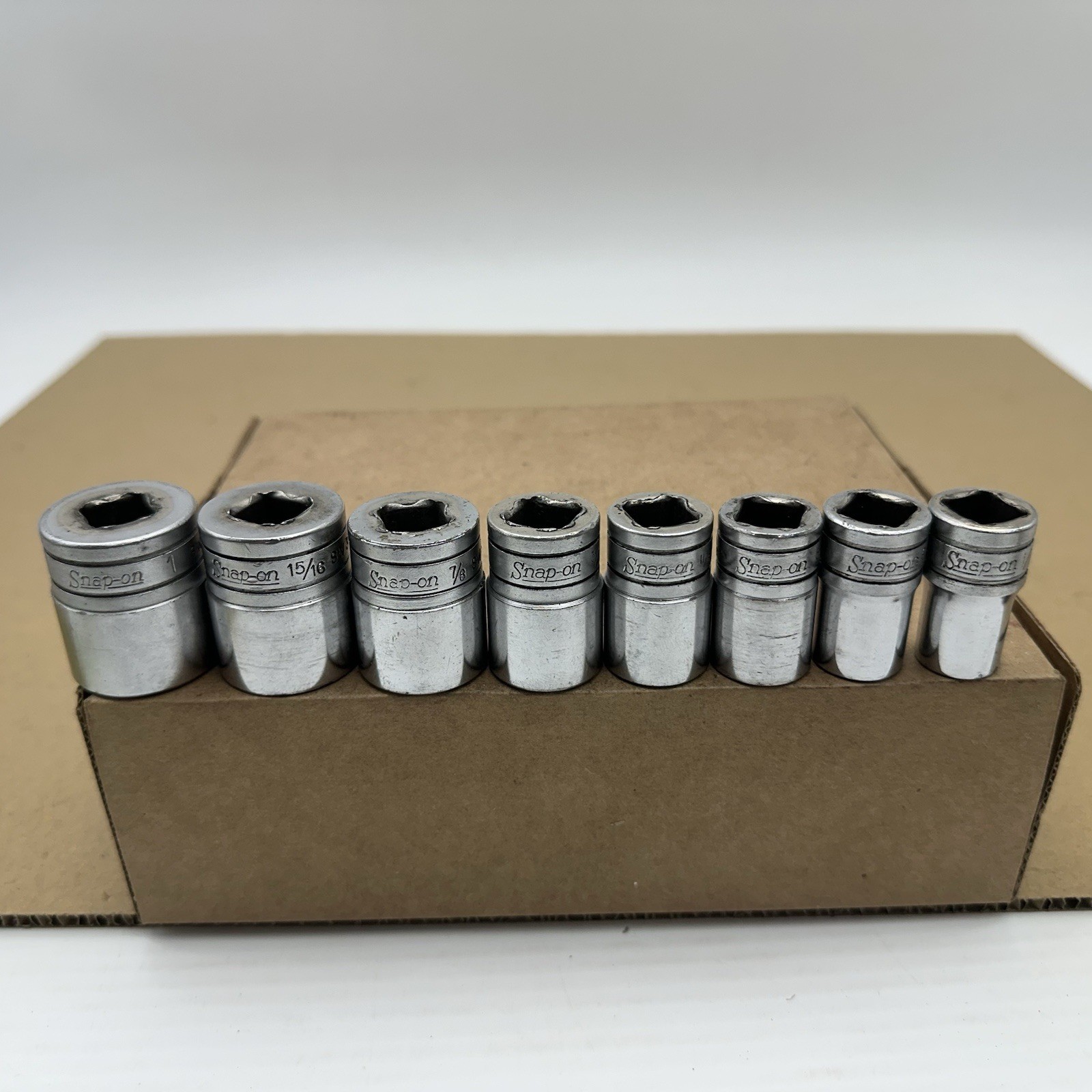 Snap-On Socket Set 1/2″ Drive 1/2″ to 1″ 8 Pcs SW161 – SW321 Vintage Made USA