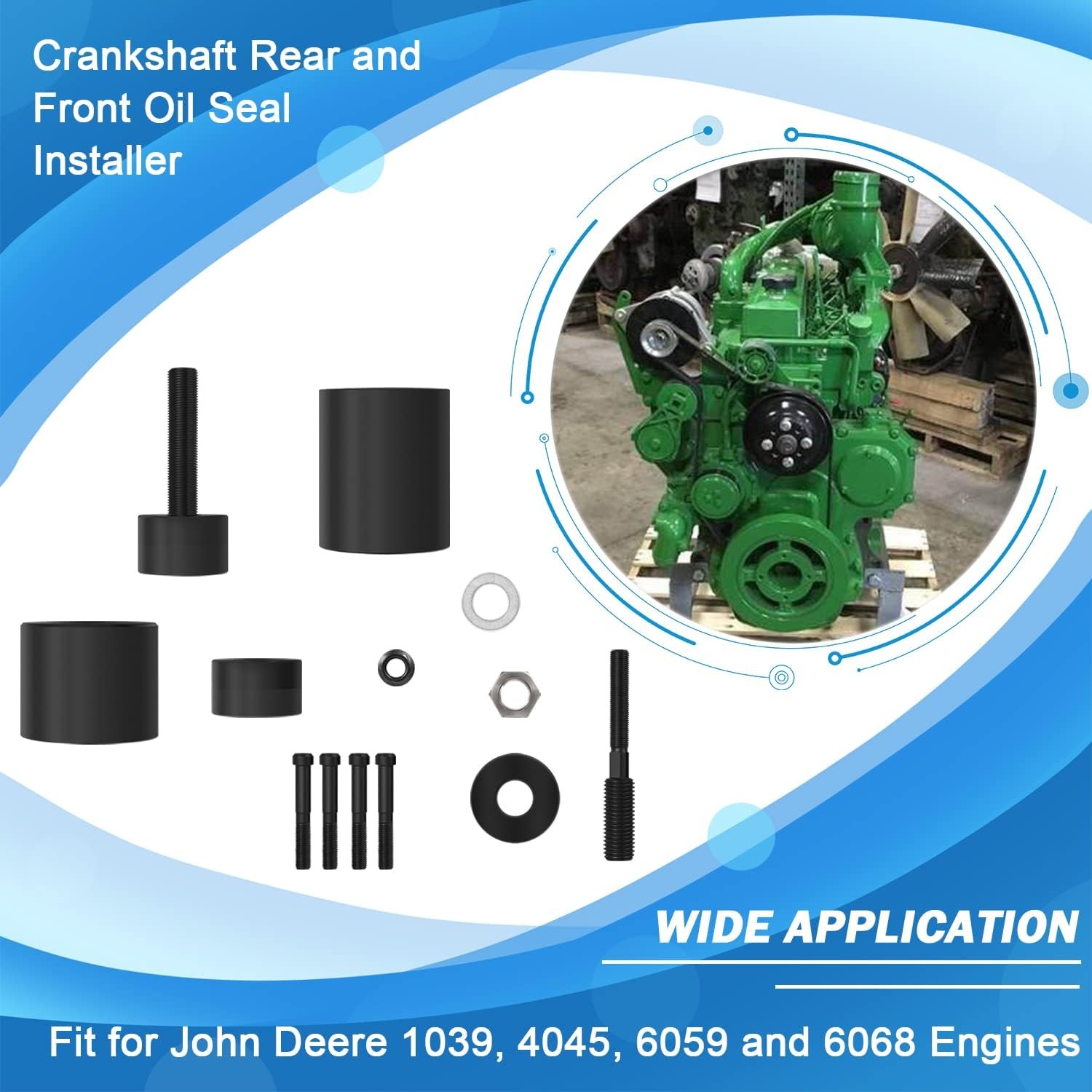 JDG954B for John Deere 1039 4045 6059 Crankshaft Gear+Front Crank Seal Installer