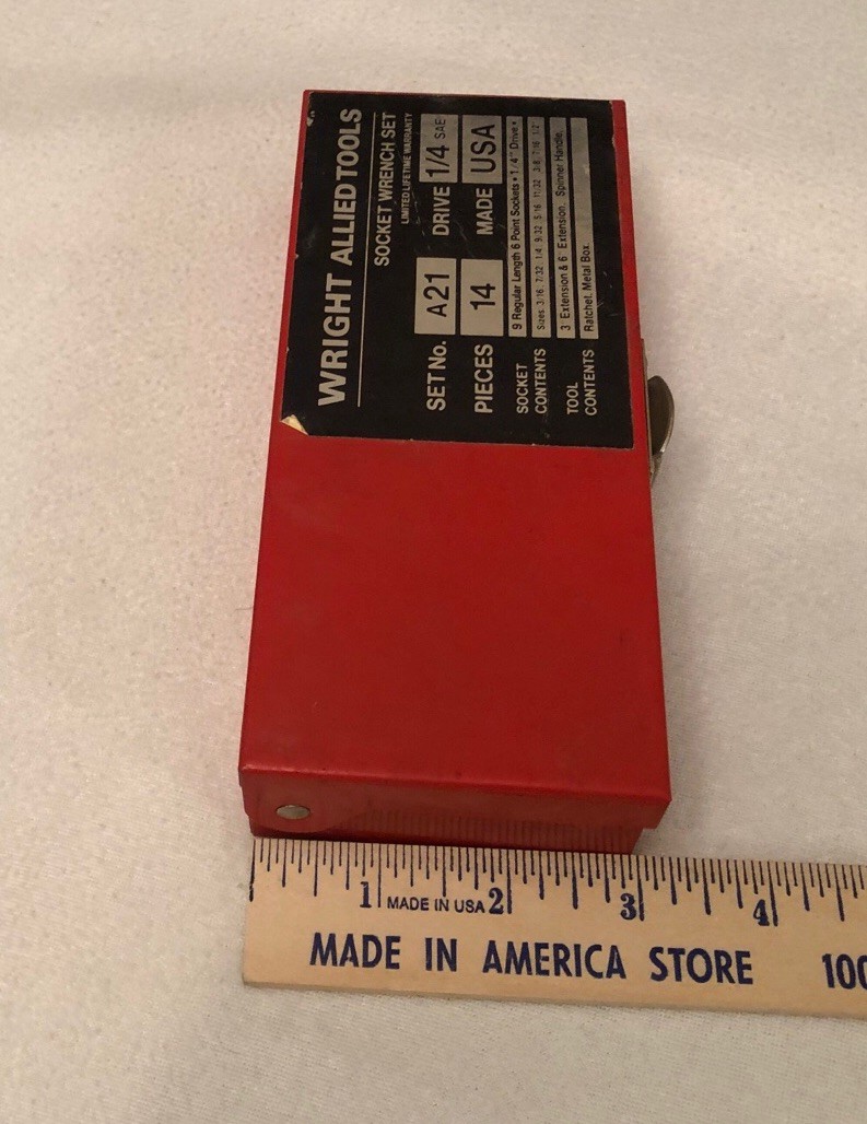 Clean and Shiny Wright Allied Tools 1/4” Socket Set A21 Made In USA