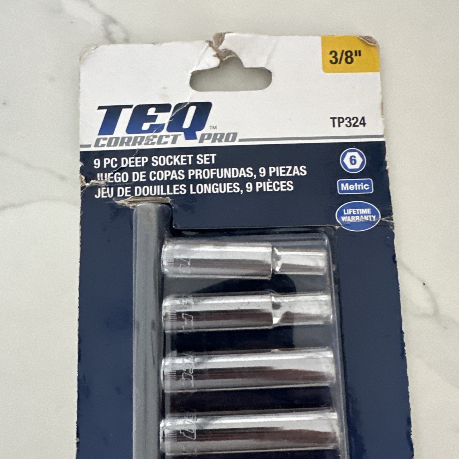TEQ Correct By Gearwrench Deep Socket Set, Metric, 3/8 Drive, 9PC 8-19mm New