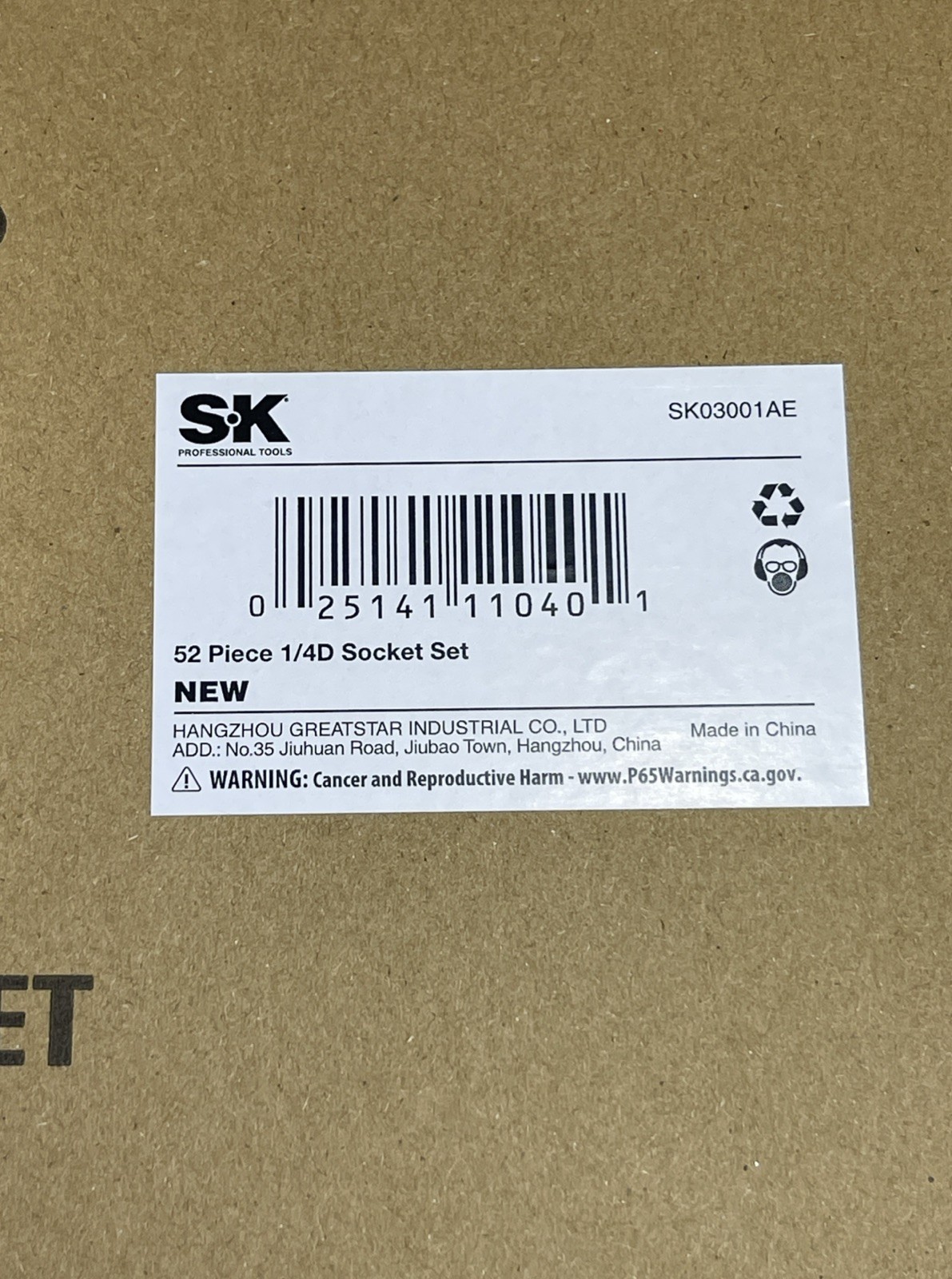 SK Professional Tools 52 Piece 1/4” Drive Socket Set SK03001AE Metric & Standard