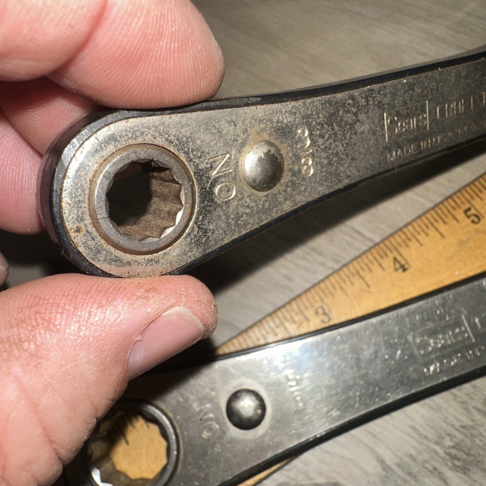 2 Craftsman Ratcheting Box End Wrenches 43684 43682 5/8 x 3/4 & 3/8 X 7/16