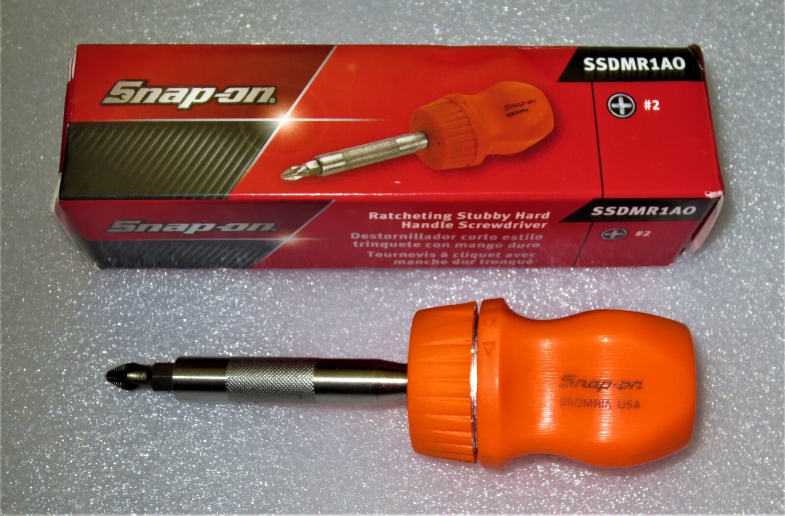 NEW* Snap-on Stubby Ratcheting Screwdriver SSDMR1AO *ORANGE HARD HANDLE* NIB