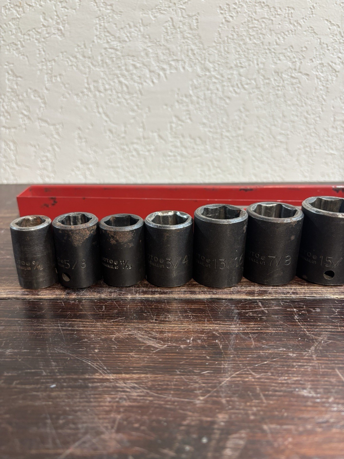 PROTO PROFESSIONAL USA 1/2″ DRIVE SAE 6PT IMPACT SOCKET SET W TRAY – READ DESC