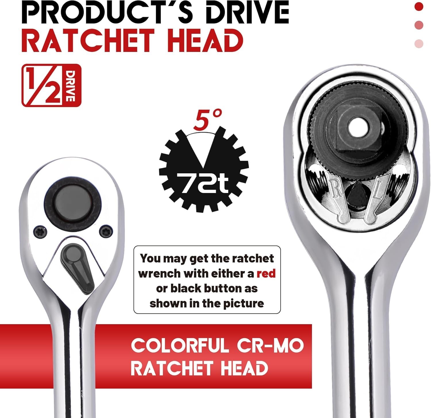 24» Long Chrome Steel 1/2-Inch Ratchet Wrench – Quick-Release, Non-Slip Handle