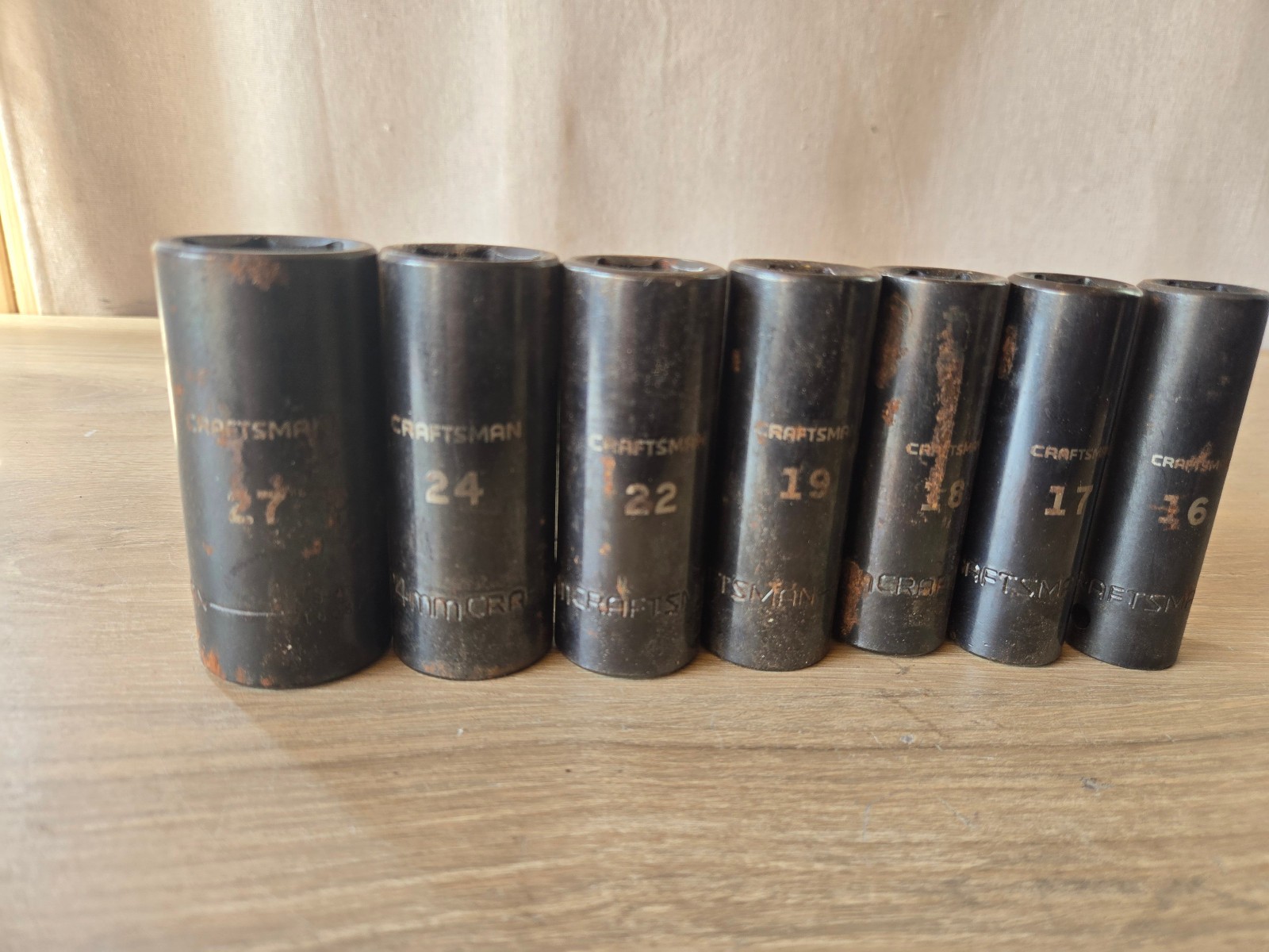 Craftsman 1/2″ Drive Metric Deep Impact Socket Lot 6-Pt (7 Pcs) 16mm – 27mm