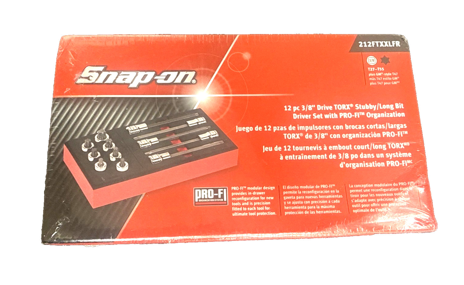 New Snap-on™ 3/8″ Drive T27 – T55 X-Long Torx Socket Driver Foam Set 212FTXXLFR