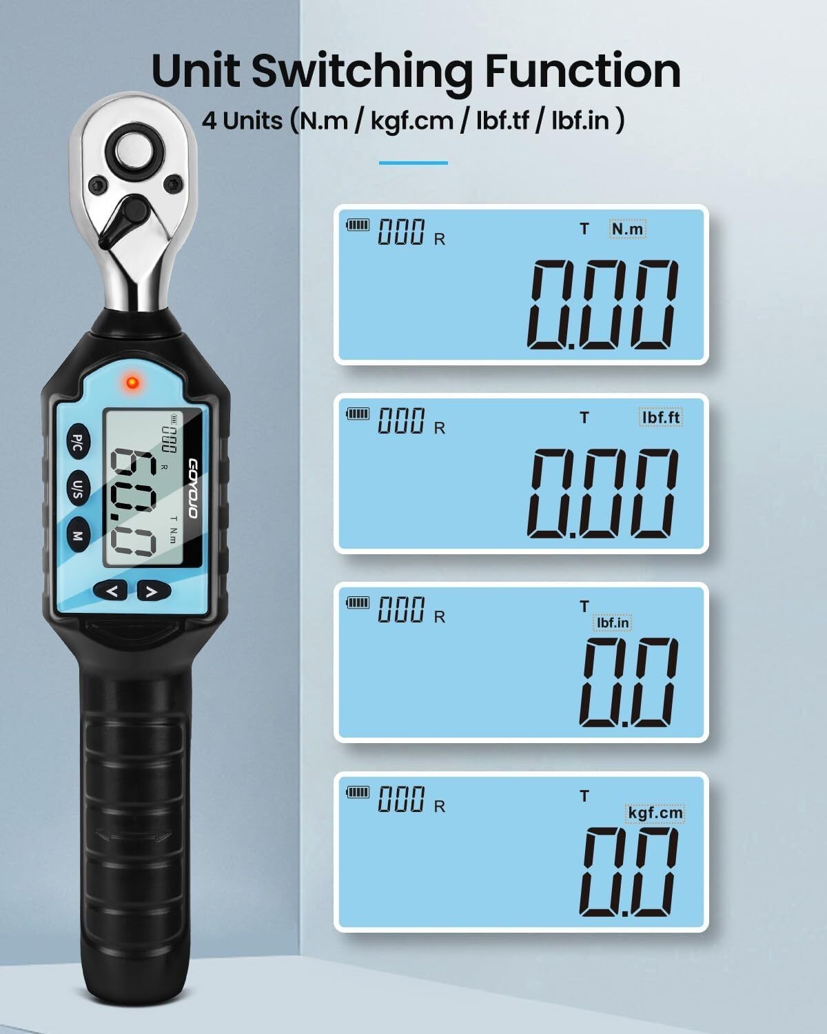 Digital Torque Wrench 60Nm&44.25 ft/lb High-Precision 3/8-Inch Drive Auto Repair